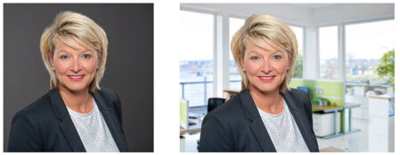 Modernes Businessportrait einer Person in professioneller Umgebung